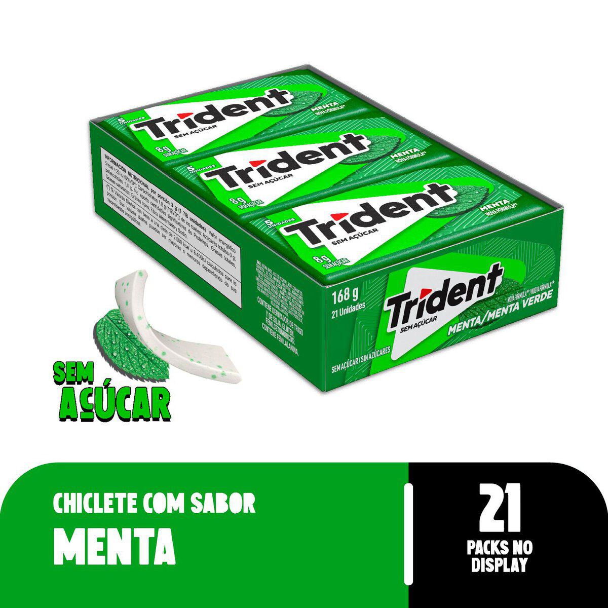 Chiclete Trident Xsenses Peppermint Sem Açúcar Garrafa 54g